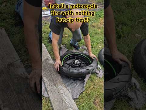 Install 🏍 motorcycle tire with zip ties