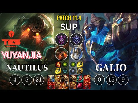 TES yuyanjia Nautilus vs Galio Sup - KR Patch 11.4