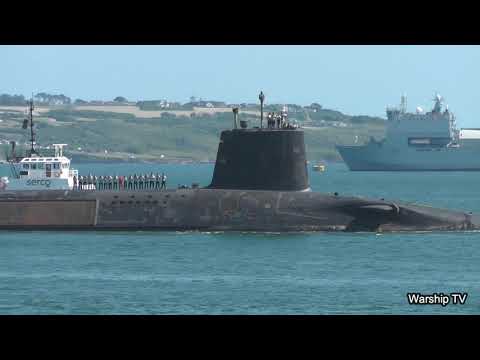 HMS VICTORIOUS S29 ENTERS DEVONPORT NAVAL BASE AT DEVILS POINT 31 5 23