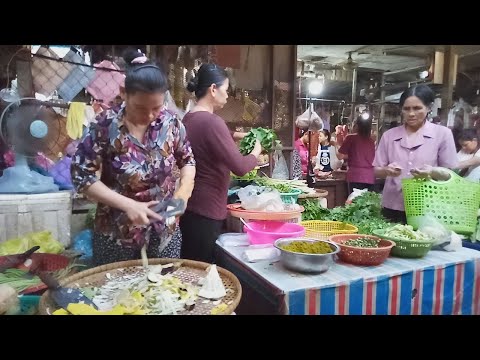 Phnom Penh Street Food - Amazing Food View In Deum Ampel Market - Morning Market