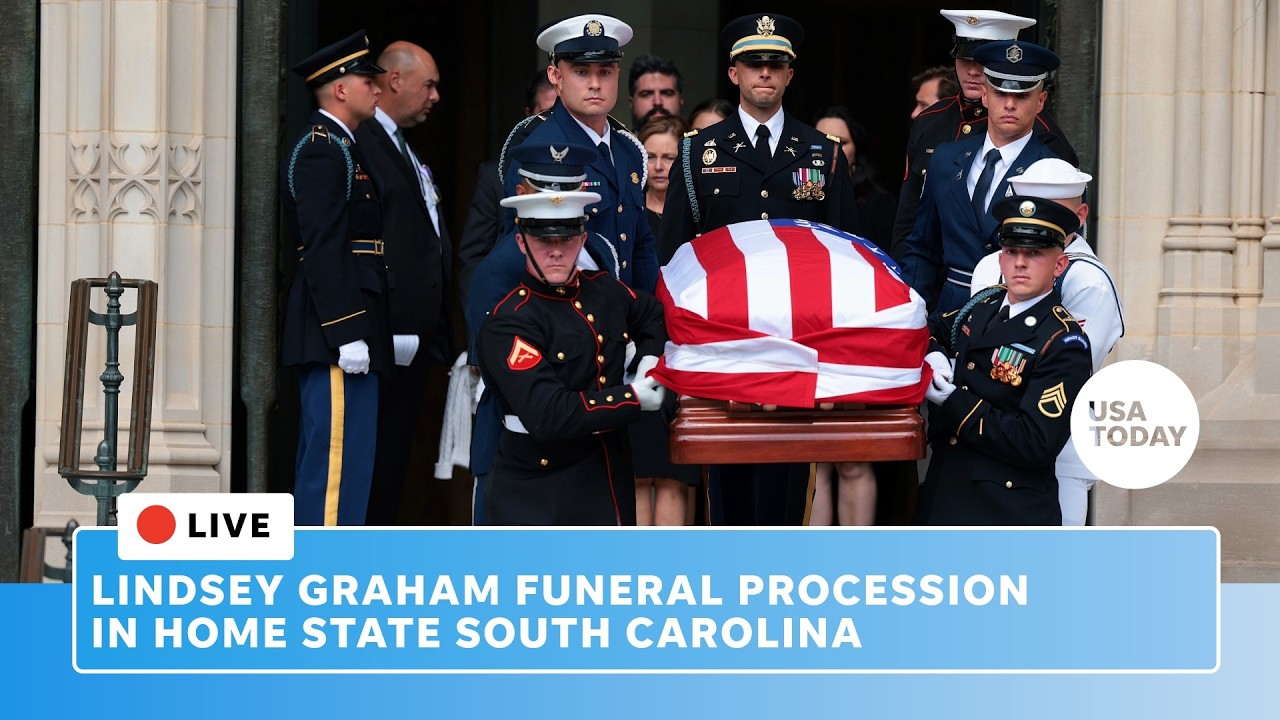 Live: Lindsey Graham funeral service in South Carolina to feature F-16 flyover, public procession