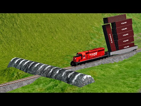 Train vs Super Massive Speed Bump – BeamNG.Drive