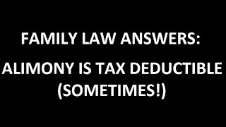 Is Alimony Tax Deductible?