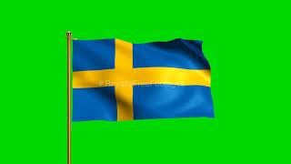Sweden National Flag | World Countries Flag Series | Green Screen Flag | Royalty Free Footages