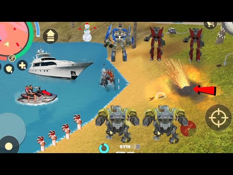 Rope Hero: Vice Town (BD Assault Machine on Seashore) Fight Car Robots - Android Gameplay HD