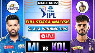 🔴 IPL Live MI vs KKR Dream11 Prediction 2023 MI vs KKR Dream11 Team MI vs KOL Dream11 Prediction