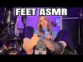 ASMR Feet Sounds NYLON FISHNET Leather Leggings Mic Play ️