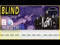 Blind Korn Drum SCORE Sheet Music 74 DRUMSCRIBE