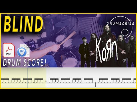 Blind - Korn | Drum SCORE Sheet Music Play-Along | DRUMSCRIBE