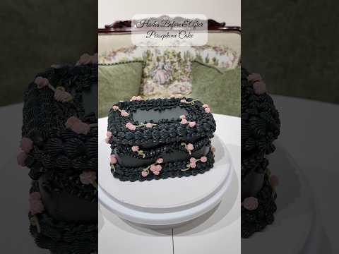 Black Buttercream Hades Before & After Persephone Cake #shorts #halloween #cake #gothic #cakedesign