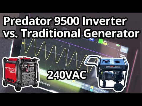 Predator 9500 Inverter Generator vs. Line Power vs. Traditional: Compare Quality on the Oscilloscope