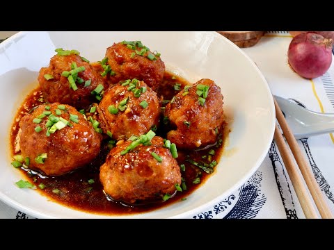 Super Tasty Quick Braised Meatballs in Oyster Sauce 红烧狮子头 Chinese Minced Pork Ball with Gravy Recipe
