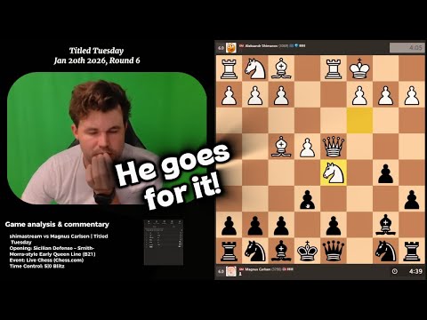 Magnus Carlsen Refutes an Aggressive Anti-Sicilian (Smith–Morra Style) | Titled Tuesday