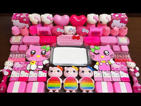 SPECIAL PINK HELLO KITTY SLIME ! Mixing Random Things Into GLOSSY Slime #965