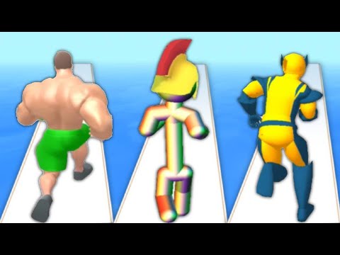 muscle Rush vs Tall Man Run vs Super Hero Pick 3D - Triple game