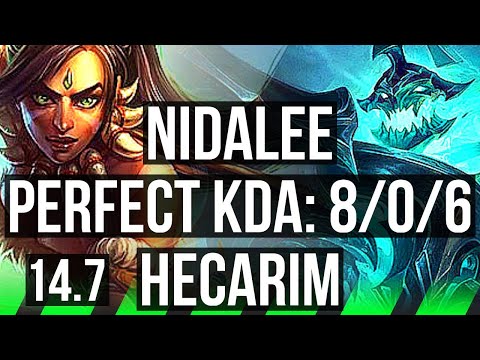 NIDALEE vs HECARIM (JGL) | 8/0/6, 78% winrate, Legendary | KR Master | 14.7