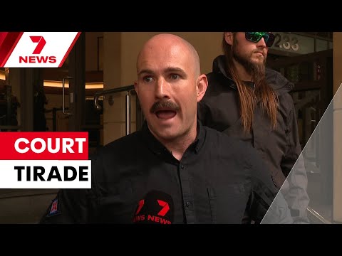 Notorious Neo-Nazi rants on courthouse steps after facing several charges for violent attack | 7NEWS