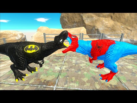 SPIDERMAN T-REX MOUNTAIN DEATH FALL - Animal Revolt Battle Simulator