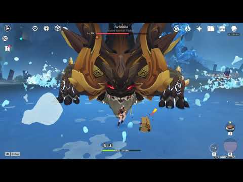 Genshin Impact: lv90 C1 Xiangling vs lv90 Azhdaha (no damage taken, F2P weapon)