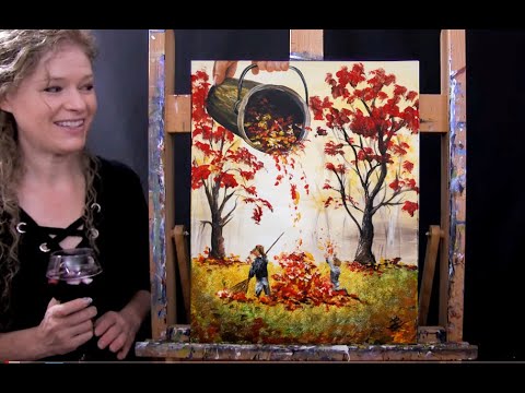 Learn to Paint THE LEAF BUCKET with Acrylics - Paint and Sip at Home - Autumn Step by Step Tutorial