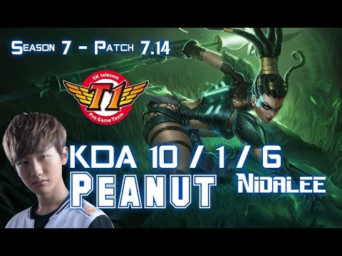 SKT T1 Peanut NIDALEE vs GRAGAS Jungle - Patch 7.14 KR Ranked