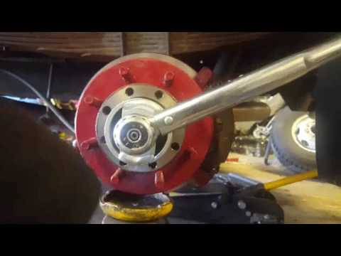 Dodge dually Dana 80 disk brake rotor replacement and park brake adjustment.