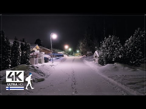 Alone at Night • Walking in Pristine Snow, Finland (Mäntsälä) - Slow TV 4K