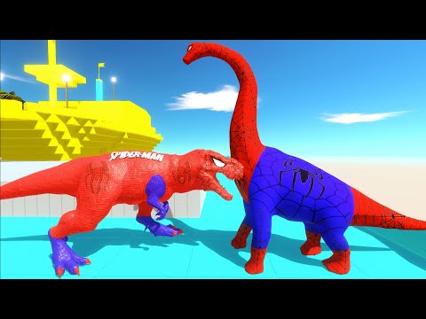 Dinosaur Spiderman T-Rex vs Spiderman Brachiosaurus in Jurassic World Evolution 2