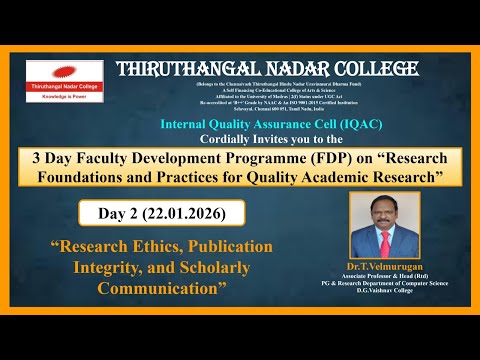 FDP - Day 2 “Research Ethics, Publication Integrity, and Scholarly Communication”