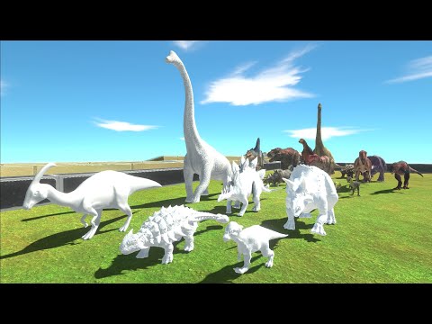 Race to eat Albino Herbivore Dinosaurs - Animal Revolt Battle Simulator