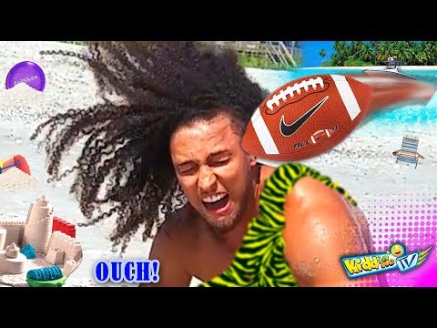 TARZAN vs FOOTBALL 🍌 1st Time @ BEACH Reaction! Monkey Man Making New Friends || KIDDin Me TV