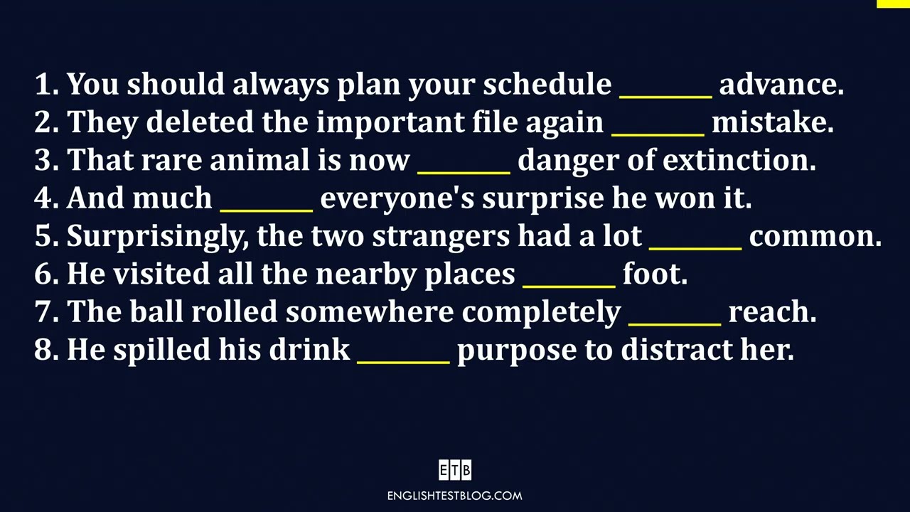 Prepositional Phrases Exercise