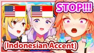 Kiara LOSES IT When Kaela and Reine Starts Speaking English with Indonesian Accent 【Hololive】