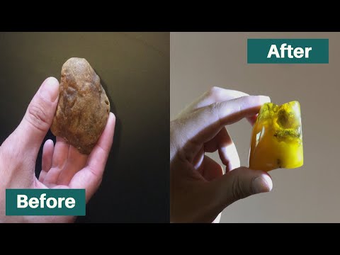 Polishing 53g raw piece of Baltic Amber