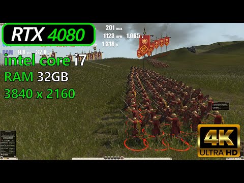 FPS Test RTX 4080 - Total War Rome 2 Extreme Settings, RTX Enabled