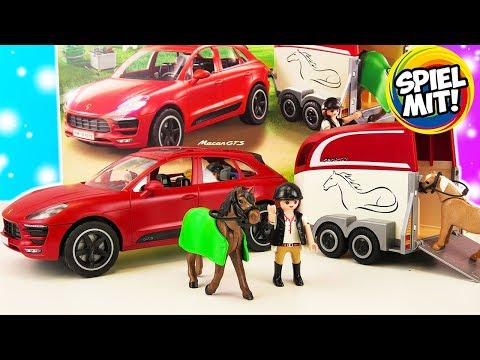 AUF ZUM REITTURNIER! Playmobil Porsche Macan GTS mit Pferdeanhänger für Pferde & Ponys Spiel mit mir