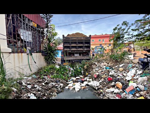 First Start A New project!! Land filling Delete Garbage By Bulldozer with 5ton Trucks