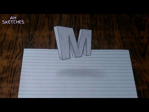 How to draw 3D floating letter "M" | Easy for beginners | 3D art with pencil
