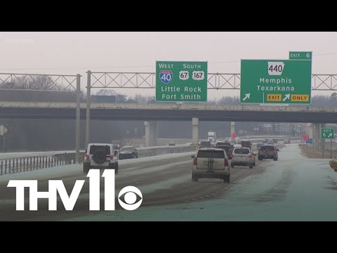 Arkansas road crews work to clear overnight ice