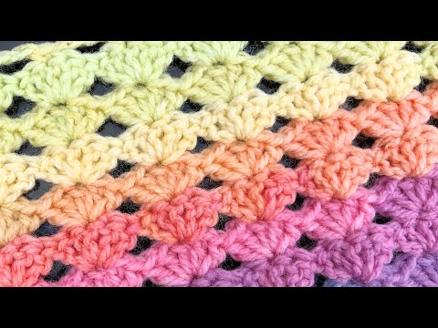 EASY Crochet Baby Blanket for Beginners - Stacked Shells  *One Row Repeat*