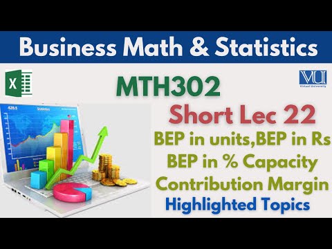 MTH302 Short Lecture 22_BEP in Units_BEP in Rs_BEP in % Capacity_Contribution Margin_Mth302 Lec 22