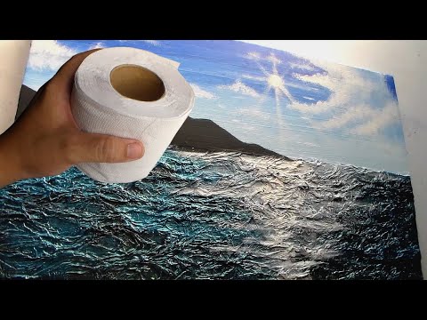 Textured Seascape Painting with Toilet Paper