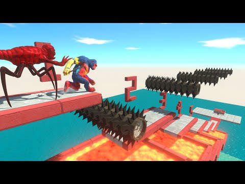 Giant Monster Jumps Over Wooden Grinder Trap - Animal Revolt Battle Simulator