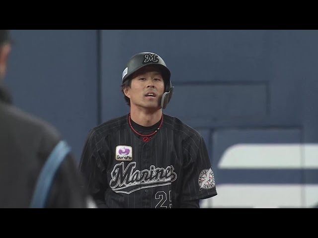 【6回表】マリーンズ・岡大海 速球を見事に打ち返し、レフトへのタイムリー2ベースヒット!! 2022年3月2日 オリックス・バファローズ 対 千葉ロッテマリーンズ