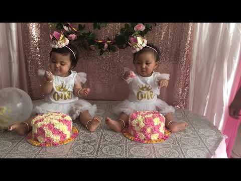 Twins first birthday cake smash
