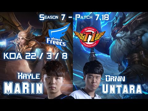 AFs MaRin KAYLE vs SKT T1 Untara ORNN Top - Patch 7.18 KR Ranked