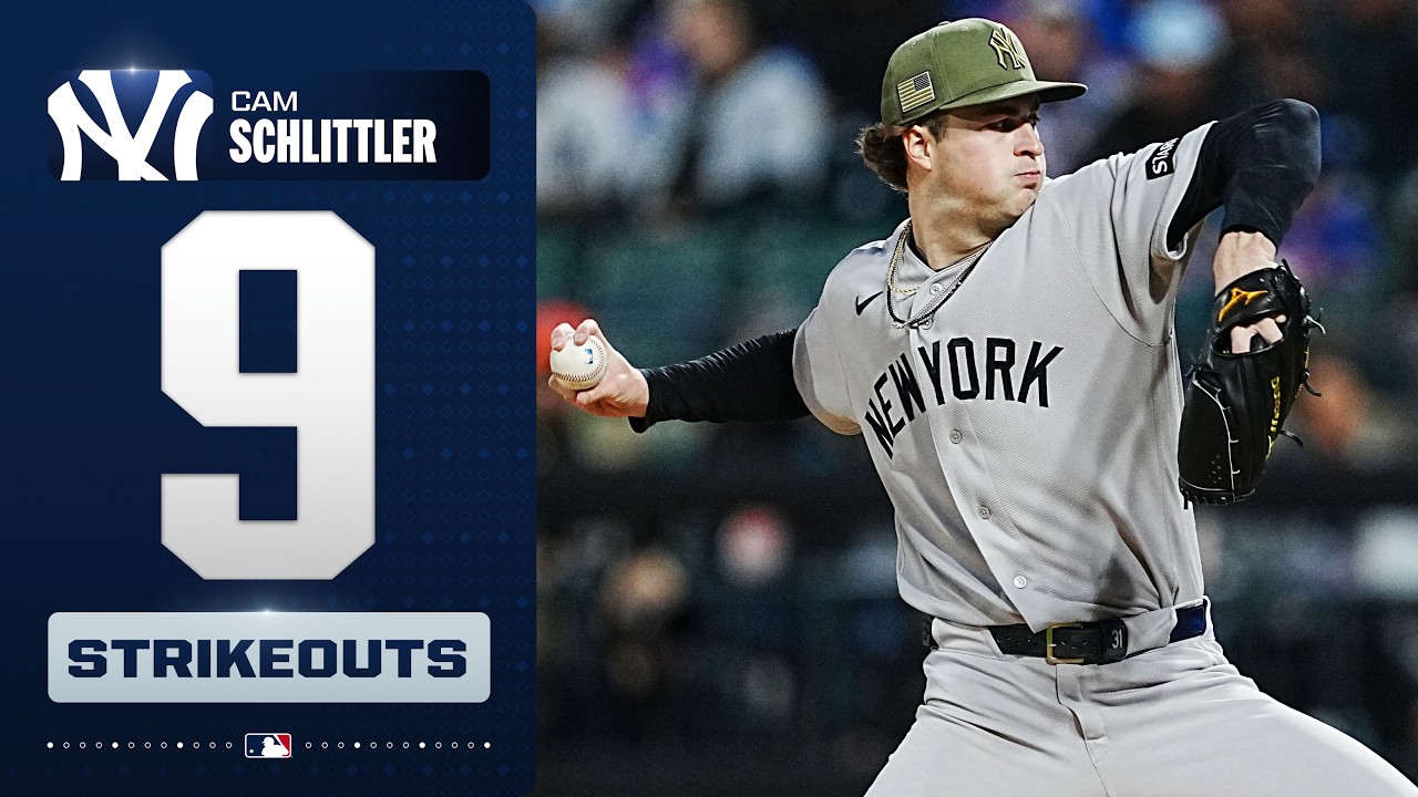 Cam Schlittler strikes out 9 batters across 6 2/3 innings in his Subway Series debut 😮‍💨