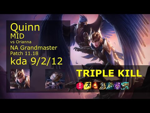 Quinn Mid vs Orianna - NA Grandmaster 9/2/12 Patch 11.18 Gameplay