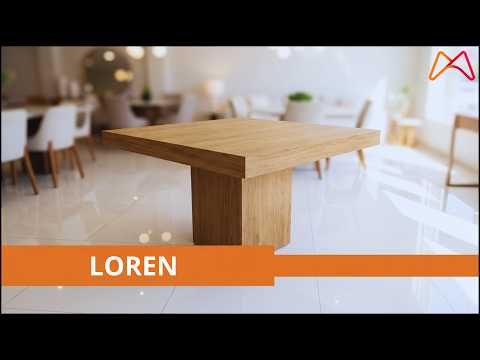 Video thumbnail of Mesa para Sala de Jantar Loren 90cm Tampo MDF Canto Reto Moderna Mobilia