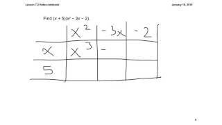 Lesson 7.2 Multiplying Trinomials using the Box Method